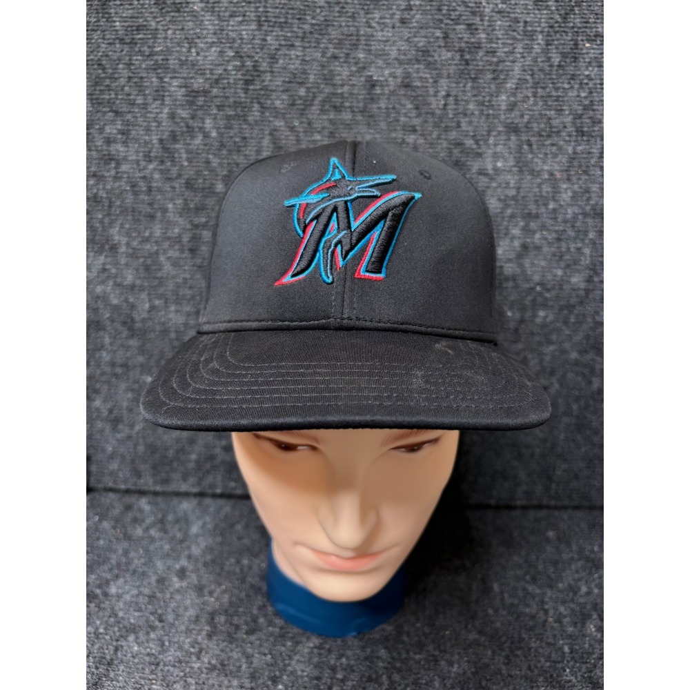 Team MLB Miami Marlins OC Sports Black Snapback Hat Perforated OSFM